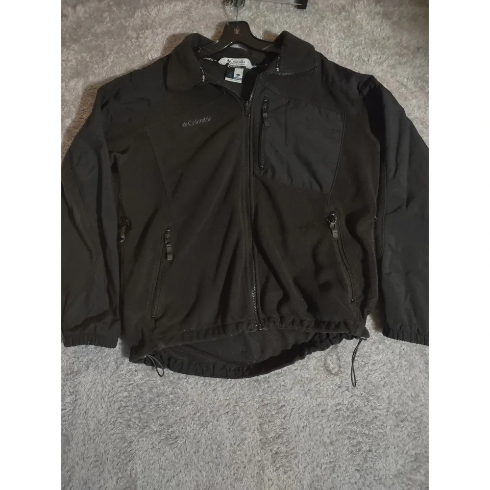 Columbia Men's Black Fleece Jacket Full Zip Pockets Size L